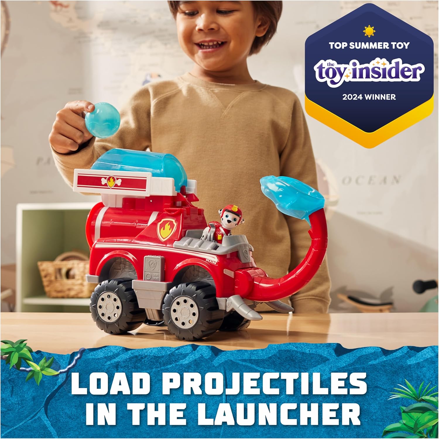 PAW Patrol Jungle Pups, Marshall Elephant Firetruck with Projectile Launcher, Toy Truck with Action Figure, Kids Toys for Boys & Girls Ages 3 and Up 24hrsmart